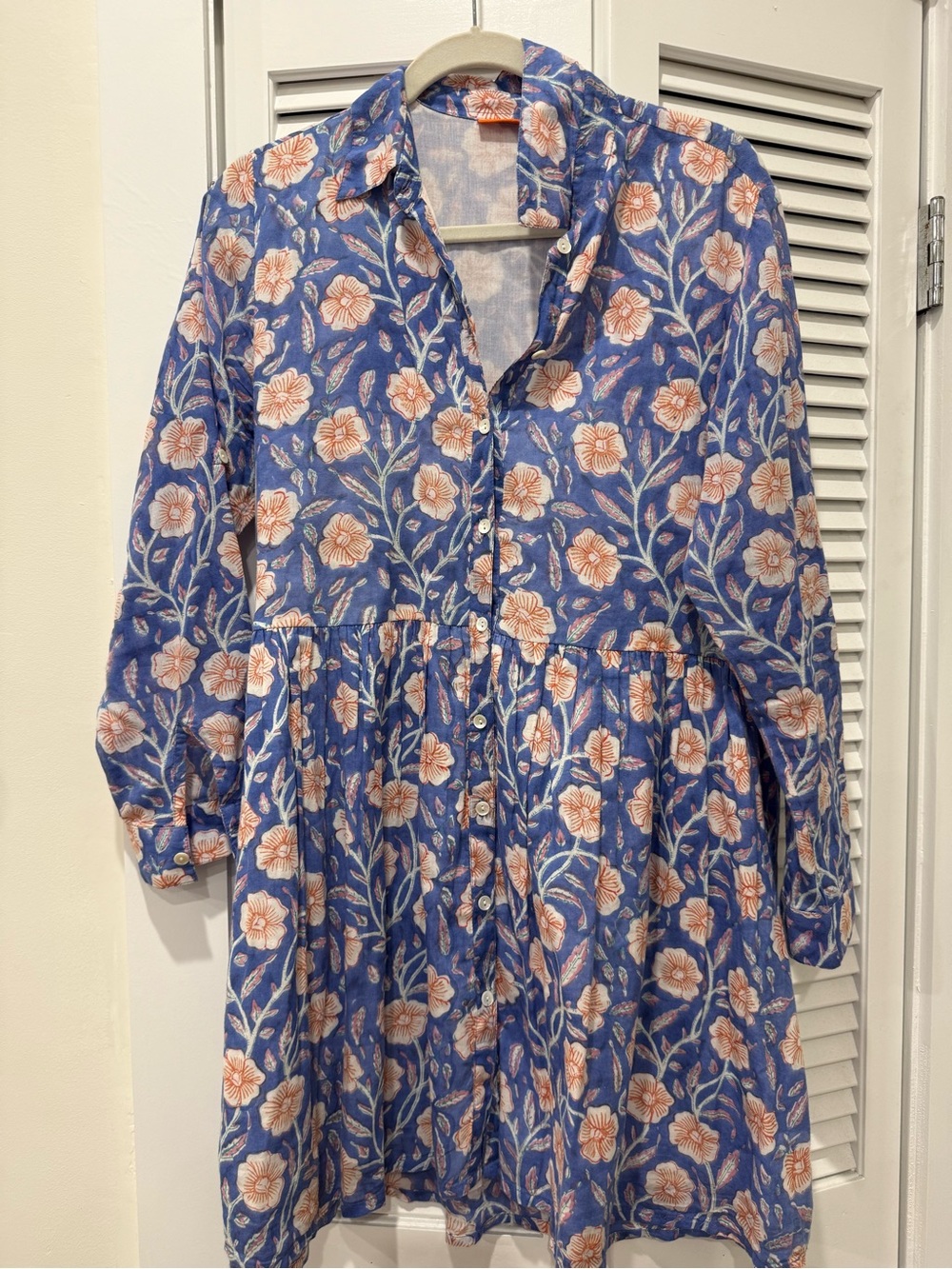 Oliphant Long Sleeve Shirt Dress Mini, Amalfi Peri M